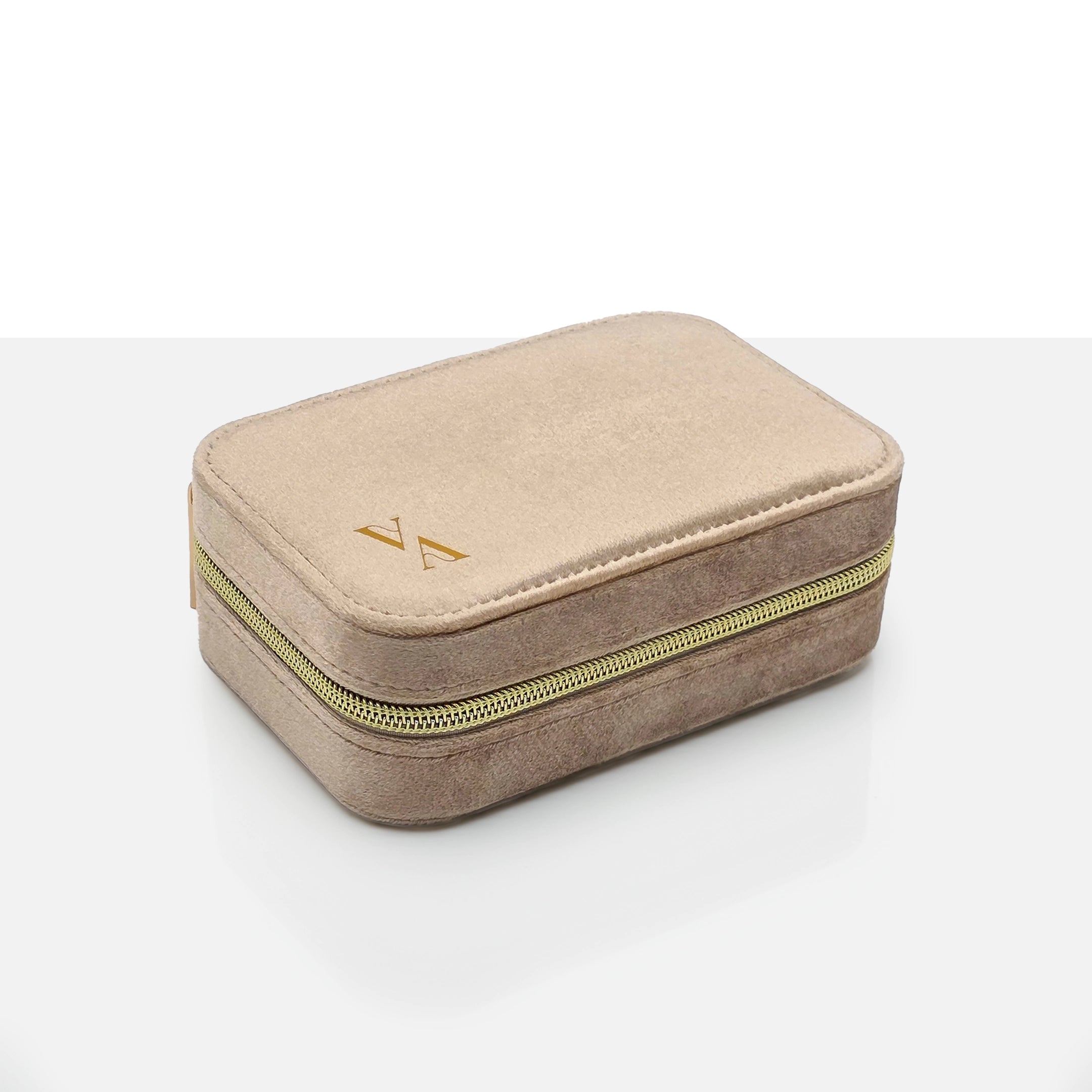 Personalized Velvet Jewelry Box – Beige